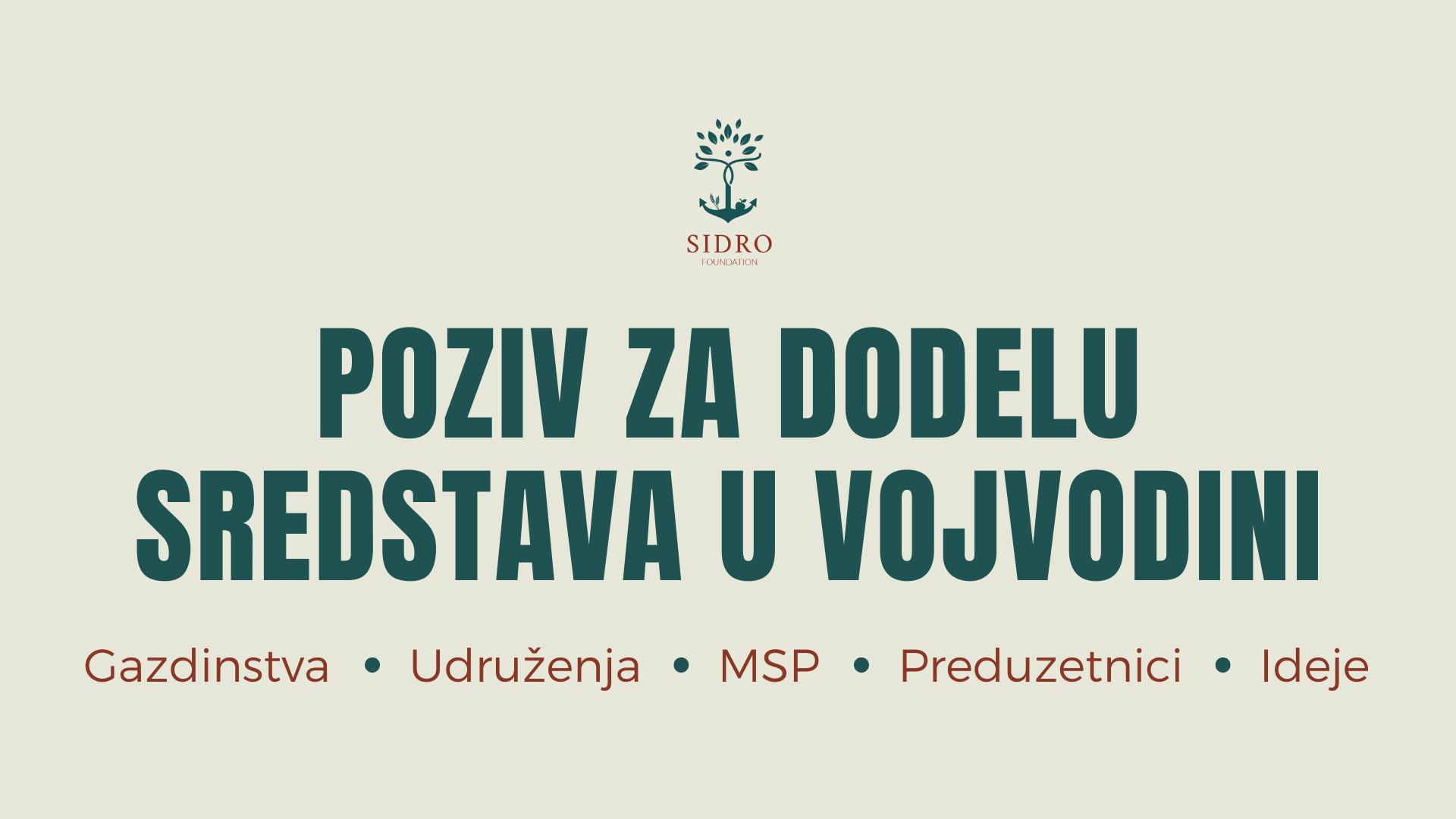 Fondacija Sidro: Poziv za dodelu sredstava u Vojvodini